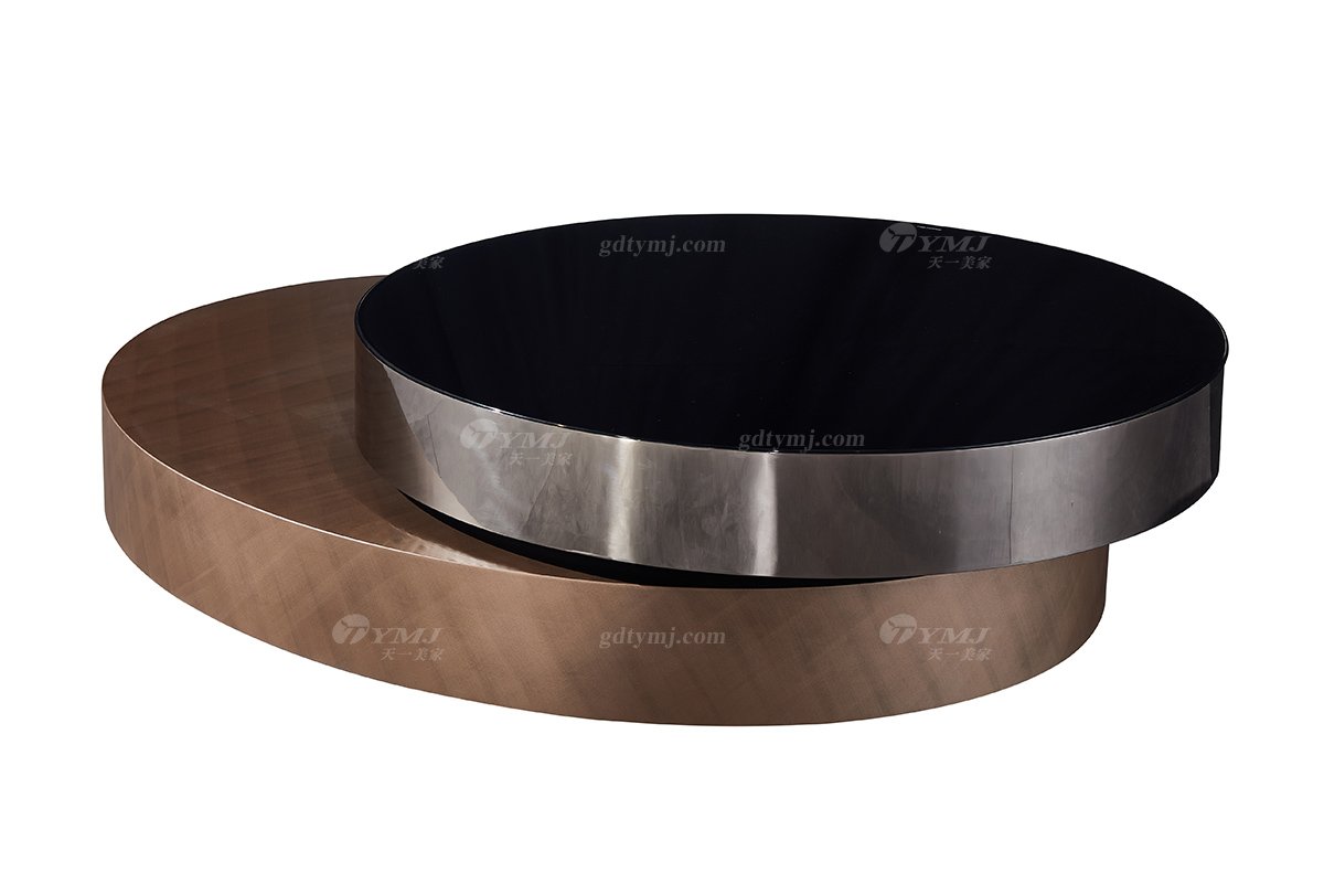 時(shí)尚高端意式極簡(jiǎn)家具別墅家用豪宅精致旋轉(zhuǎn)圓茶幾