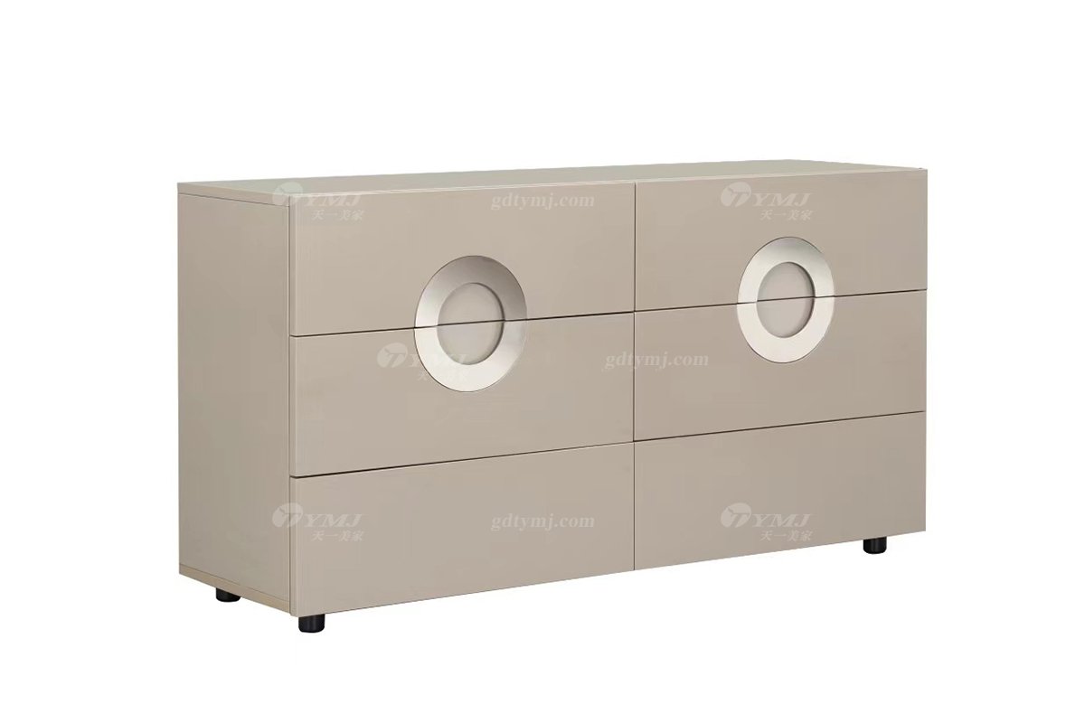 時尚高端現代簡約家具別墅家用奢華卡其色亮光烤漆餐邊柜