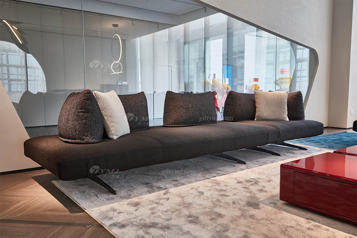 時尚高端現代極簡家具別墅大宅家用舒適黑色布藝多人位沙發F9591組合沙發1