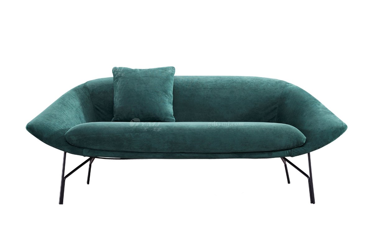 時尚高端現(xiàn)代極簡家具別墅大宅舒適創(chuàng)意綠色布藝二位休閑椅