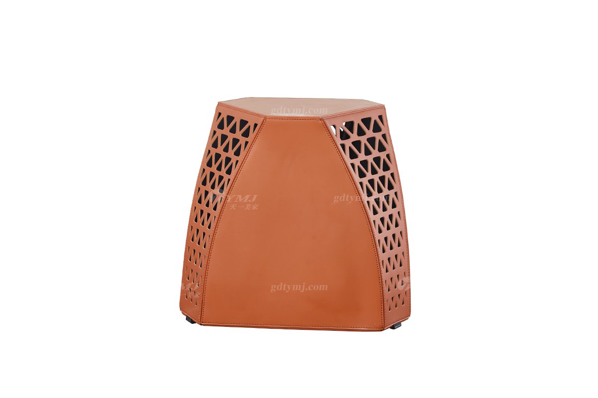 現代簡約家具高端別墅會所家用時尚網紅款皮藝角幾