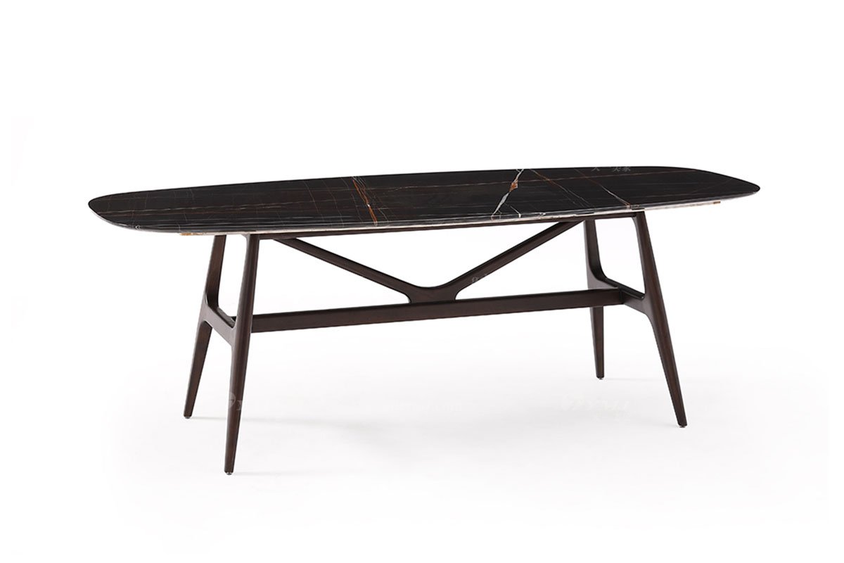  現代簡約家具高端別墅會所家用時尚實木+巖板臺面長餐臺1903-2