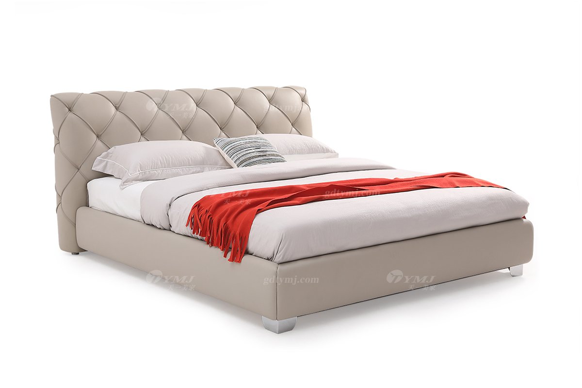  現代簡約家具高端別墅會所家用時尚舒適真皮拉扣大床婚床雙人床A2172F-1