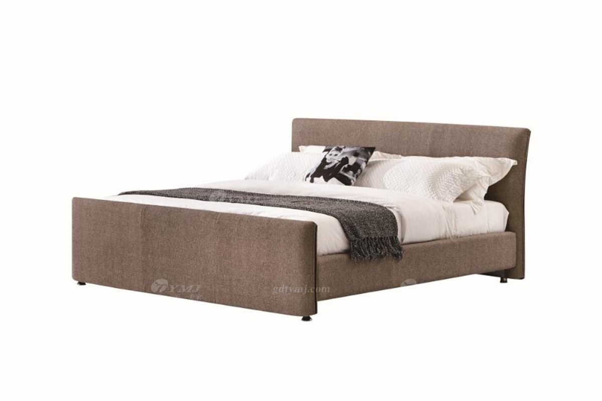  現(xiàn)代簡約家具高端別墅會所家用時尚舒適棕色大床婚床雙人床A2192-1