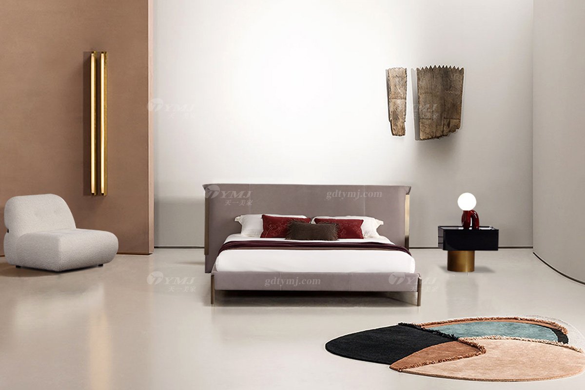  現代簡約家具高端別墅會所家用時尚舒適皮布藝大床婚床雙人床A2311場景