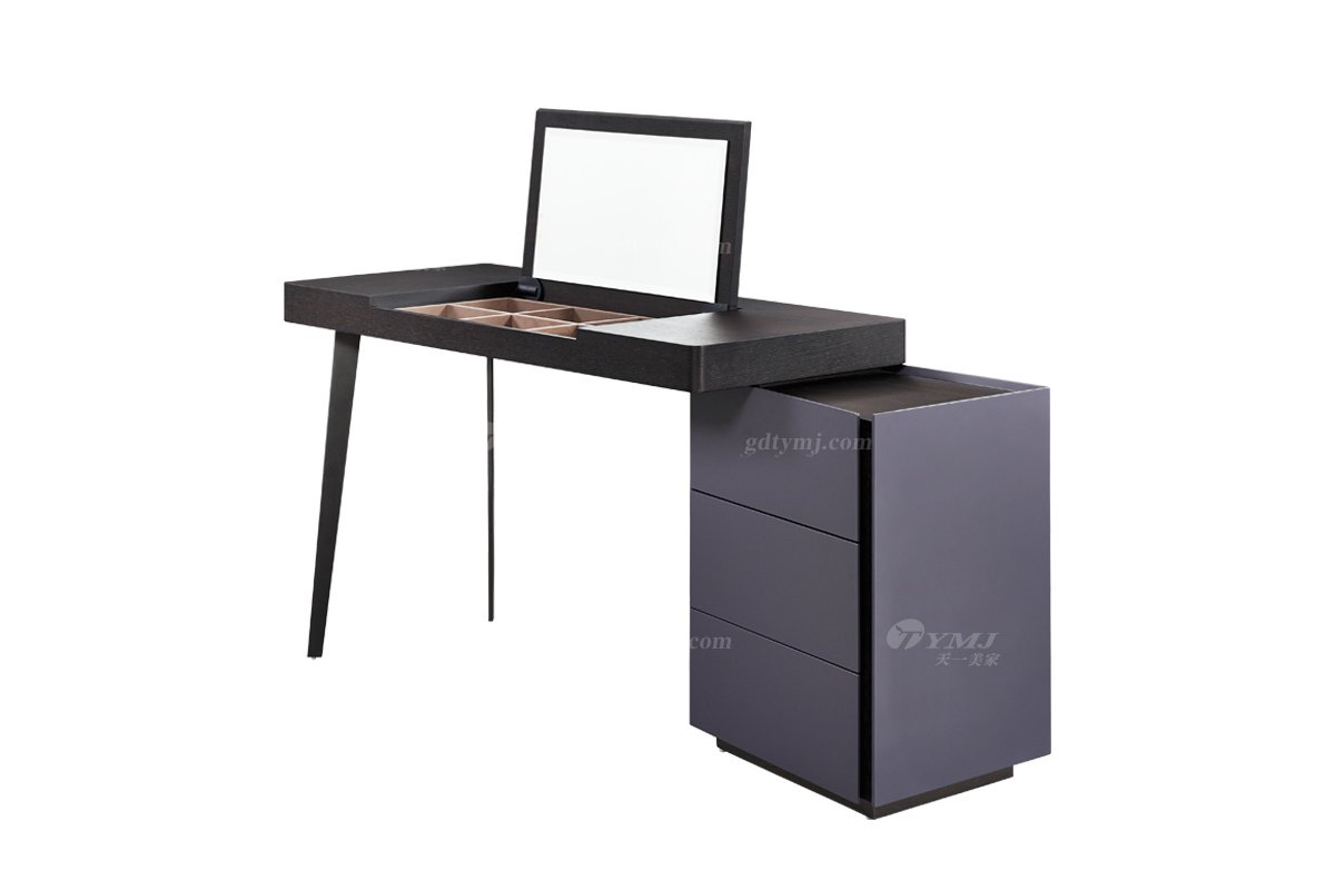 現代簡約家具高端別墅會所家用時尚高級深灰+煙熏妝臺