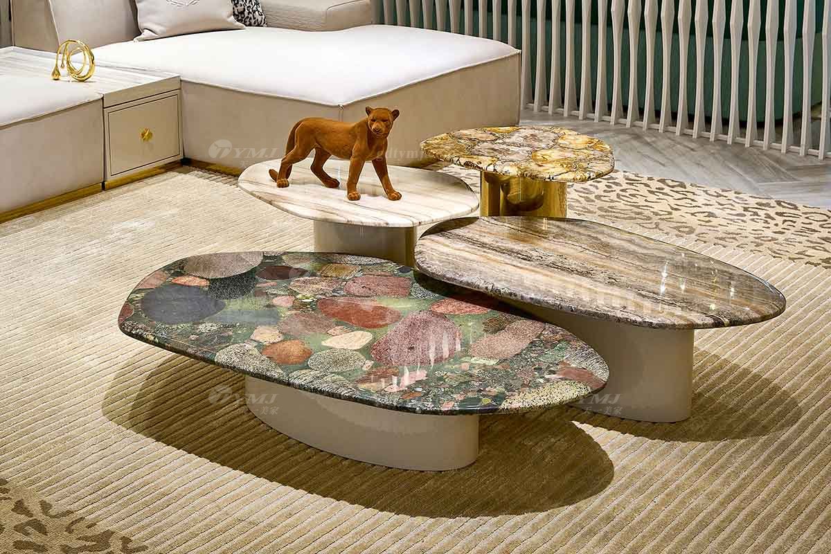 意式輕奢家具高端別墅會所家用時尚高級大理石組合茶幾FB119H4EA場景