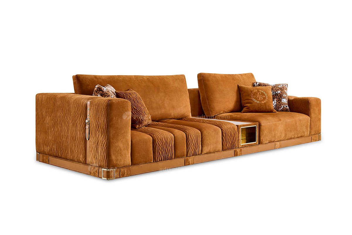 意式輕奢家具高端別墅會所家用時尚高級棕色超大四人位沙發FB122SF4-1