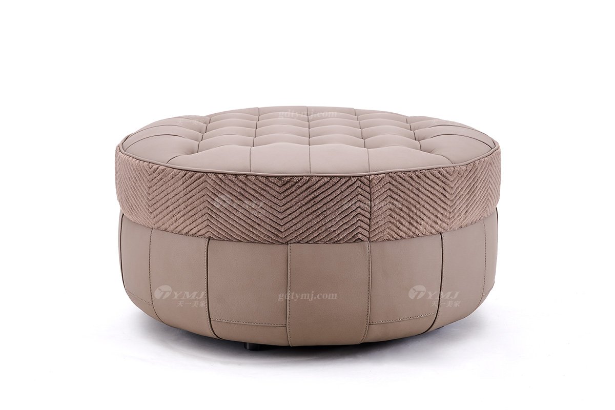 意式輕奢家具高端別墅會(huì)所家用時(shí)尚高級(jí)卡其色皮布藝腳踏