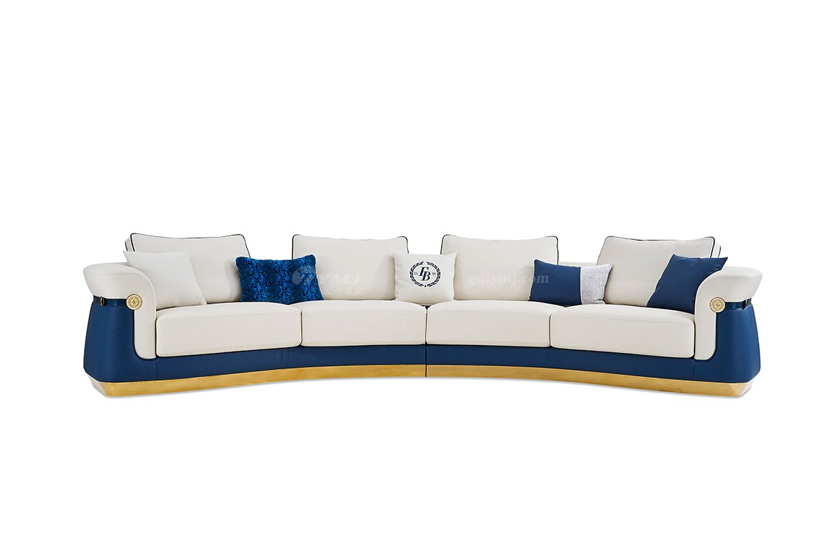 意式輕奢家具高端別墅會(huì)所家用時(shí)尚舒適大氣四人位弧形沙發(fā)