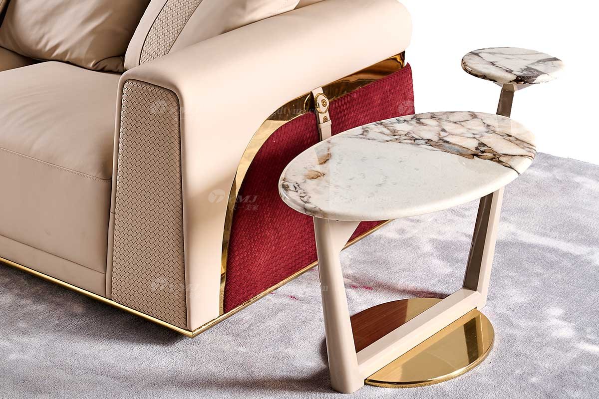 意式輕奢家具高端別墅會所家用時尚天然大理石大邊幾FB131H2L場景