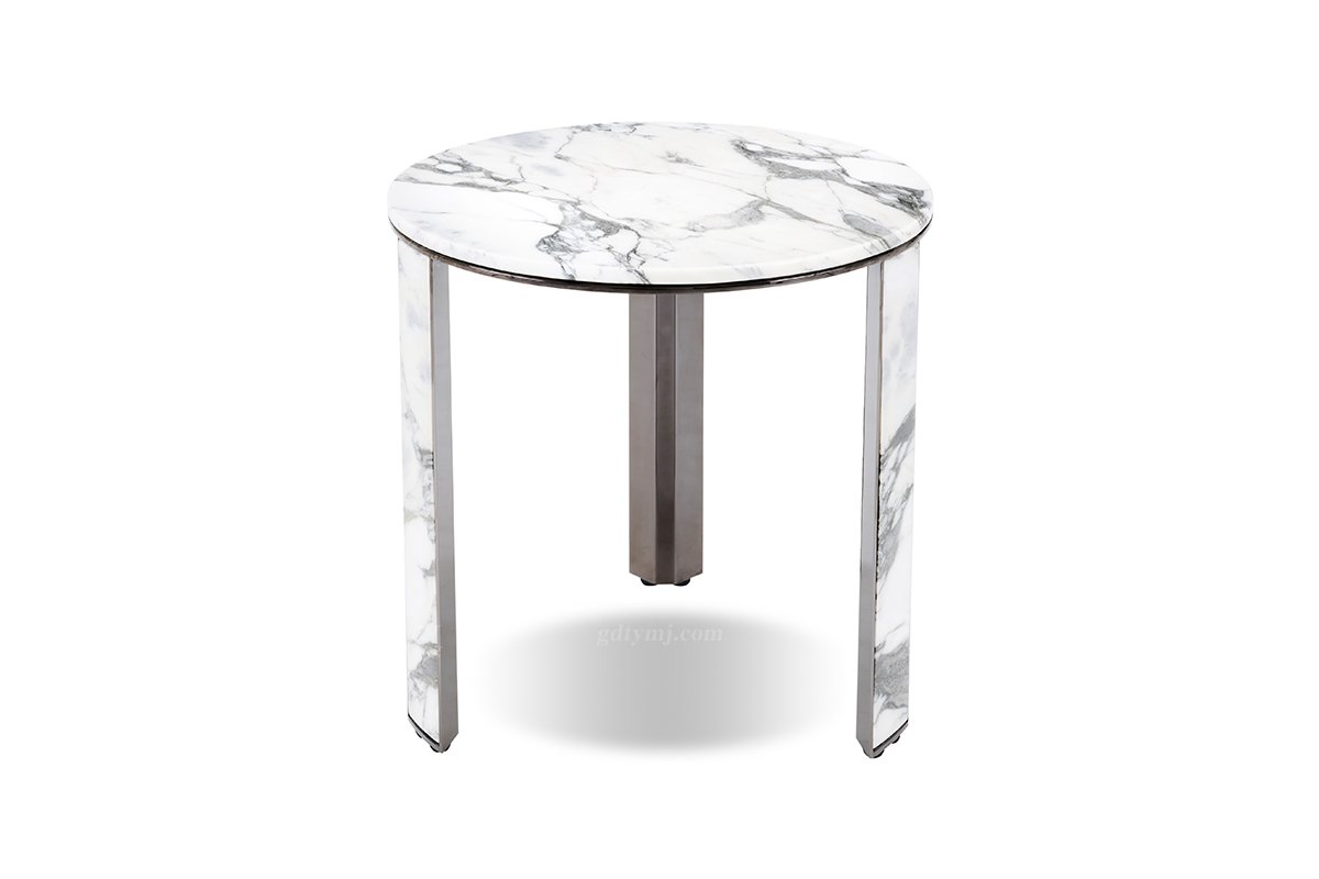 意式輕奢家具高端別墅會所大宅家用精美大花白大理石圓幾角幾FB302H4RC（1）