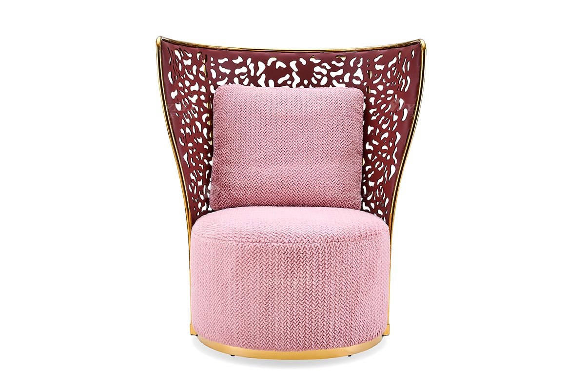 意式輕奢家具高端別墅會所大宅家用高級布藝+金屬休閑椅