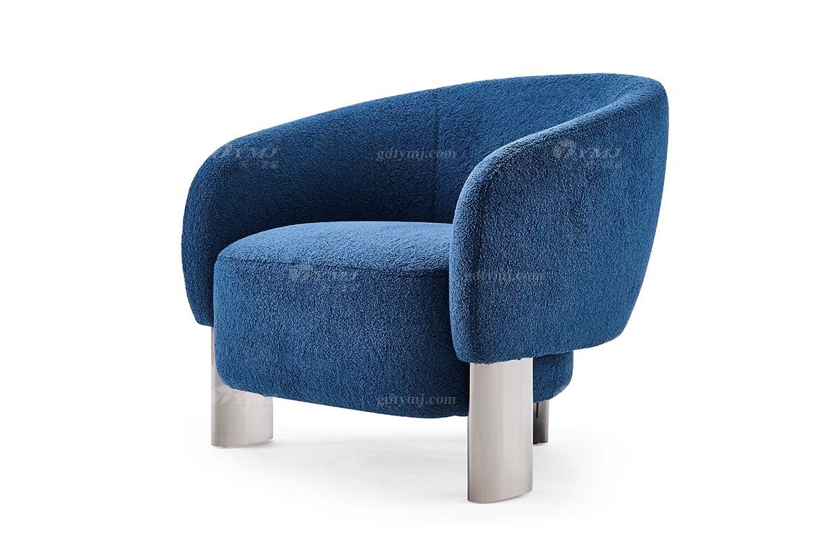 意式輕奢家具高端別墅會所大宅家用時尚舒適藍色絨布藝單位沙發休閑椅FB302CH（1）