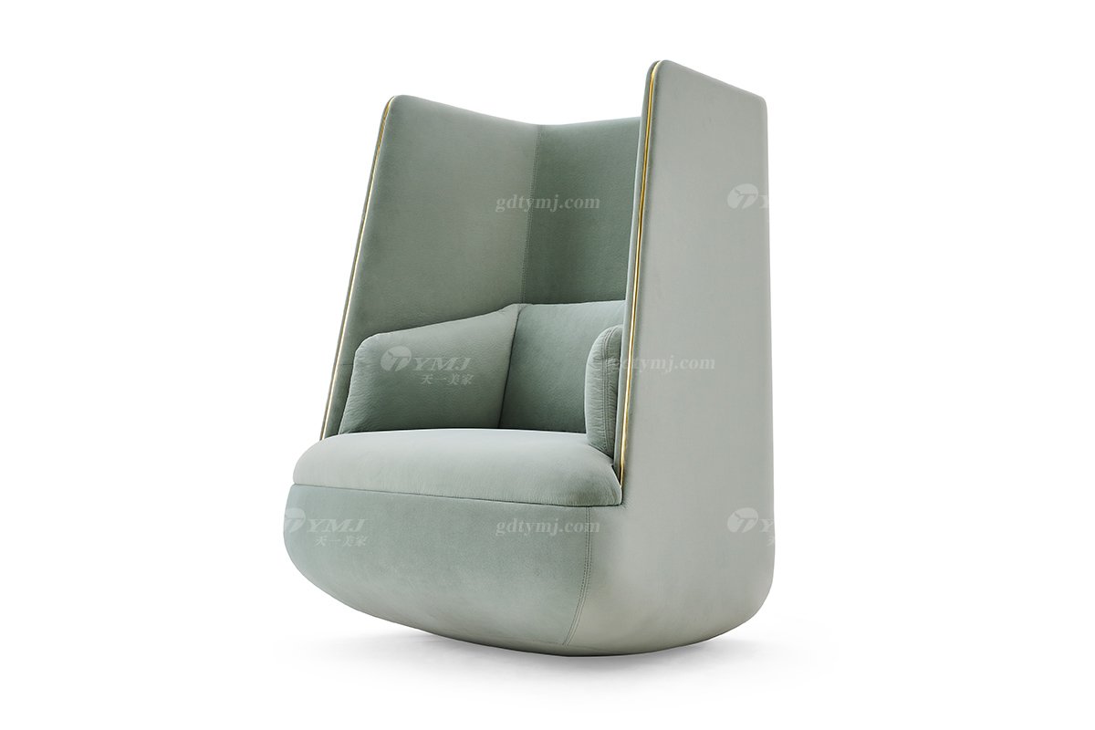 意式輕奢家具高端別墅會所大宅家用時尚創意淺綠皮藝不倒翁椅FB308CH（1）