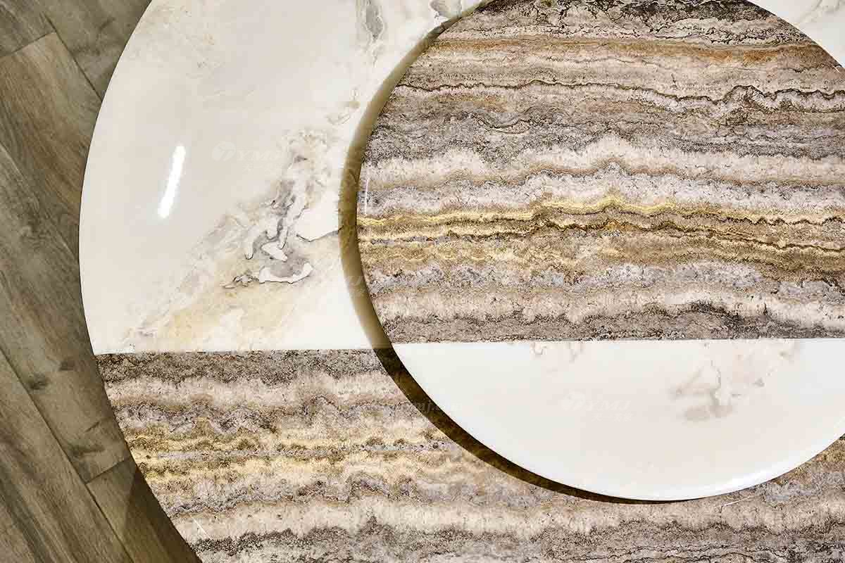 意式輕奢家具高端別墅會所大宅家用時尚創(chuàng)意大理石+鈦金屬圓餐臺FB118D25RL細節(jié)