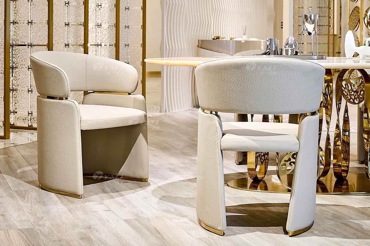 意式輕奢家具高端別墅會(huì)所大宅家用時(shí)尚奢華拉絲鈦金餐椅餐椅2