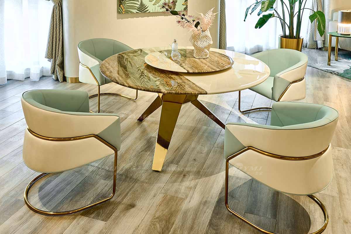 意式輕奢家具高端別墅會所大宅家用時尚奢華鈦金餐椅餐椅2