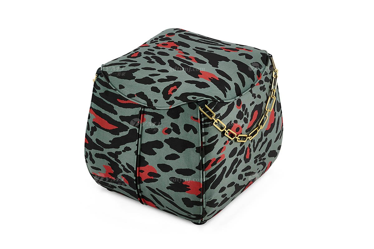 意式輕奢家具高端別墅會所豪宅家用時(shí)尚奢華彩色布藝腳踏105SF10B腳踏1