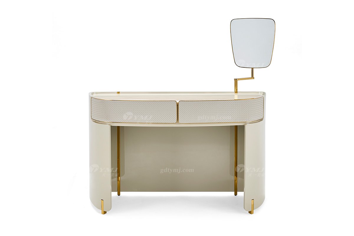 意式輕奢家具高端別墅會所豪宅家用時尚奢華天然大理石+鈦金梳妝臺