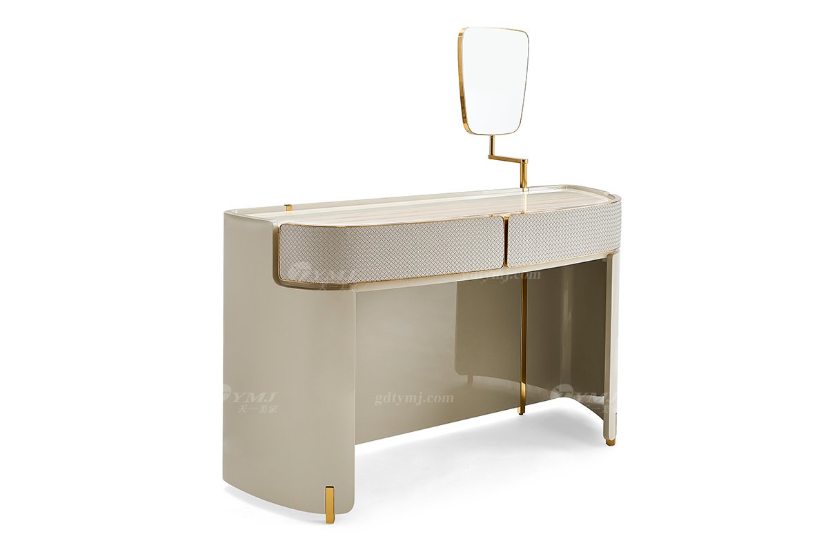 意式輕奢家具高端別墅會所豪宅家用時尚奢華天然大理石+鈦金梳妝臺205B15B妝臺1