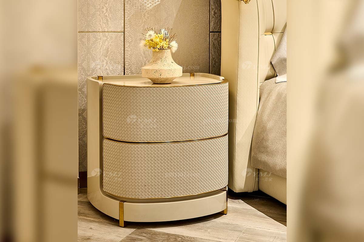 意式輕奢家具高端別墅會所豪宅家用時尚奢華天然大理石淺灰色床頭柜205B22B床頭柜3