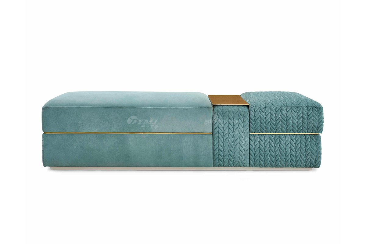 意式輕奢家具高端別墅會所豪宅家用時尚奢華鈦金屬綠色床尾凳