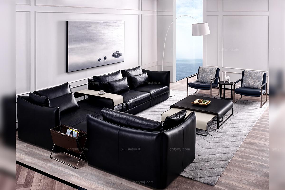 高檔簡奢風格家具真皮沙發(fā)