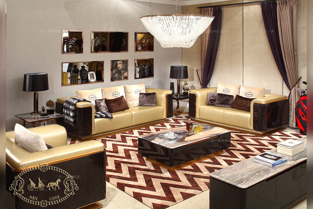 后現代真皮三人沙發