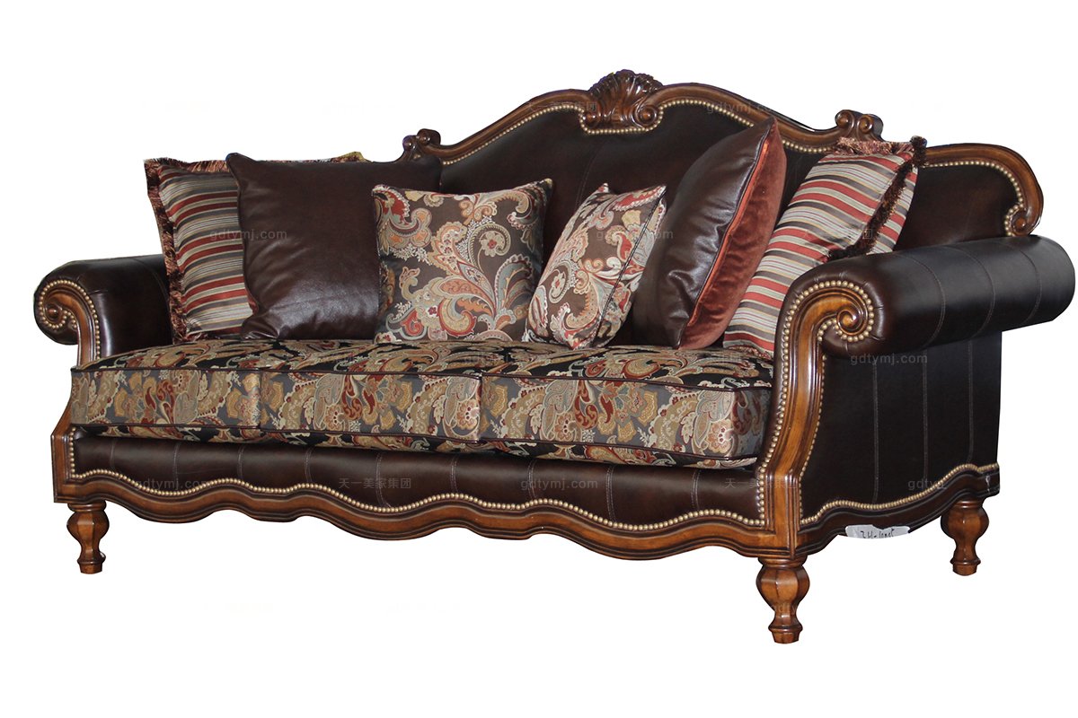 美式實木真皮沙發