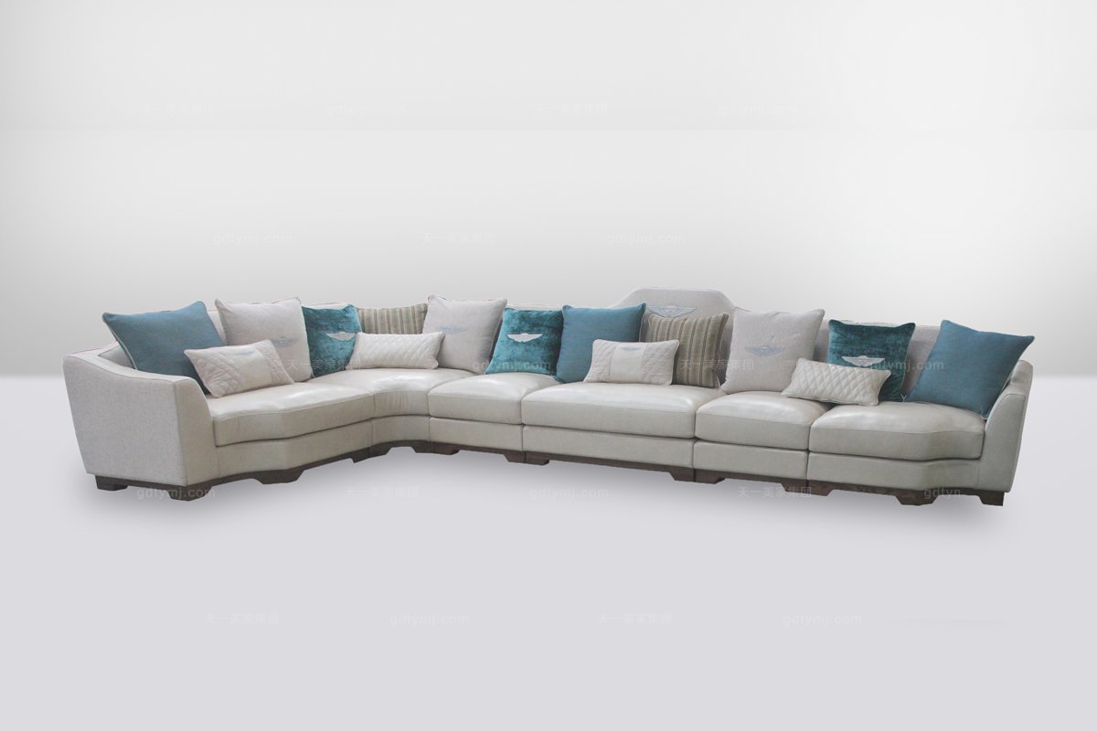 高檔歐式簡歐真皮轉角沙發