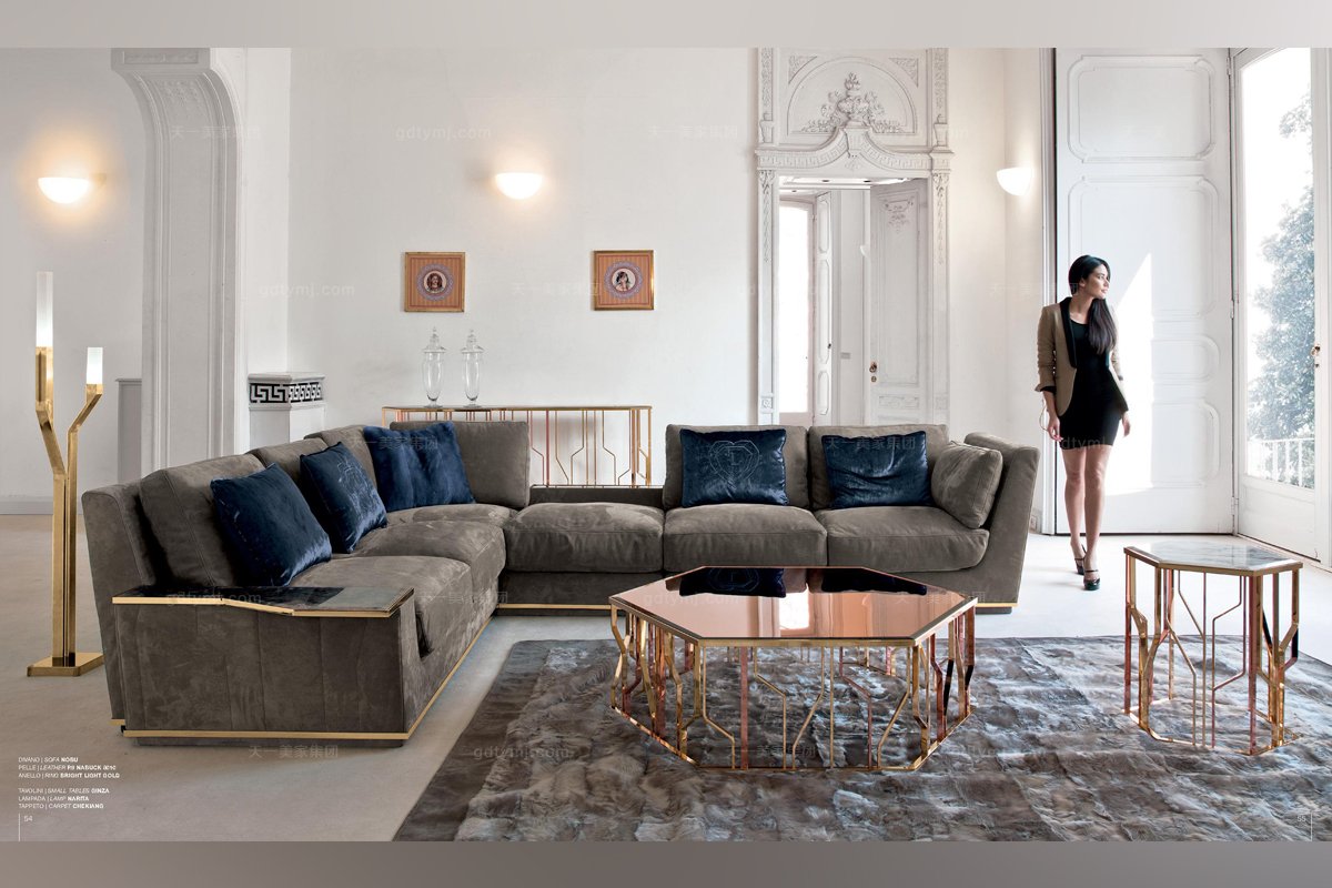 意大利進口轉角布藝沙發